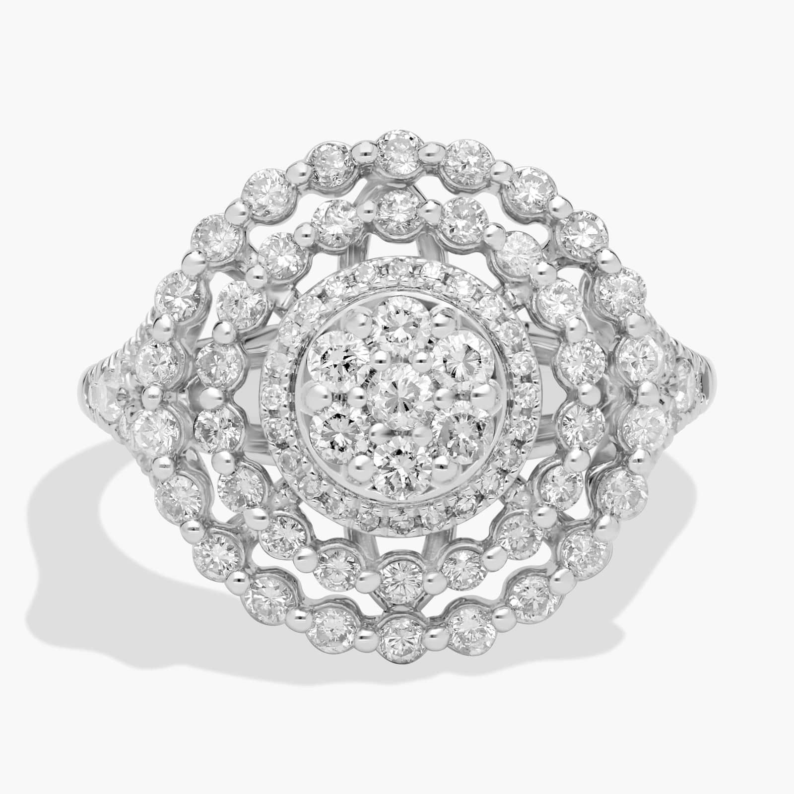Round Diamond Cluster Ring in 14k White Gold