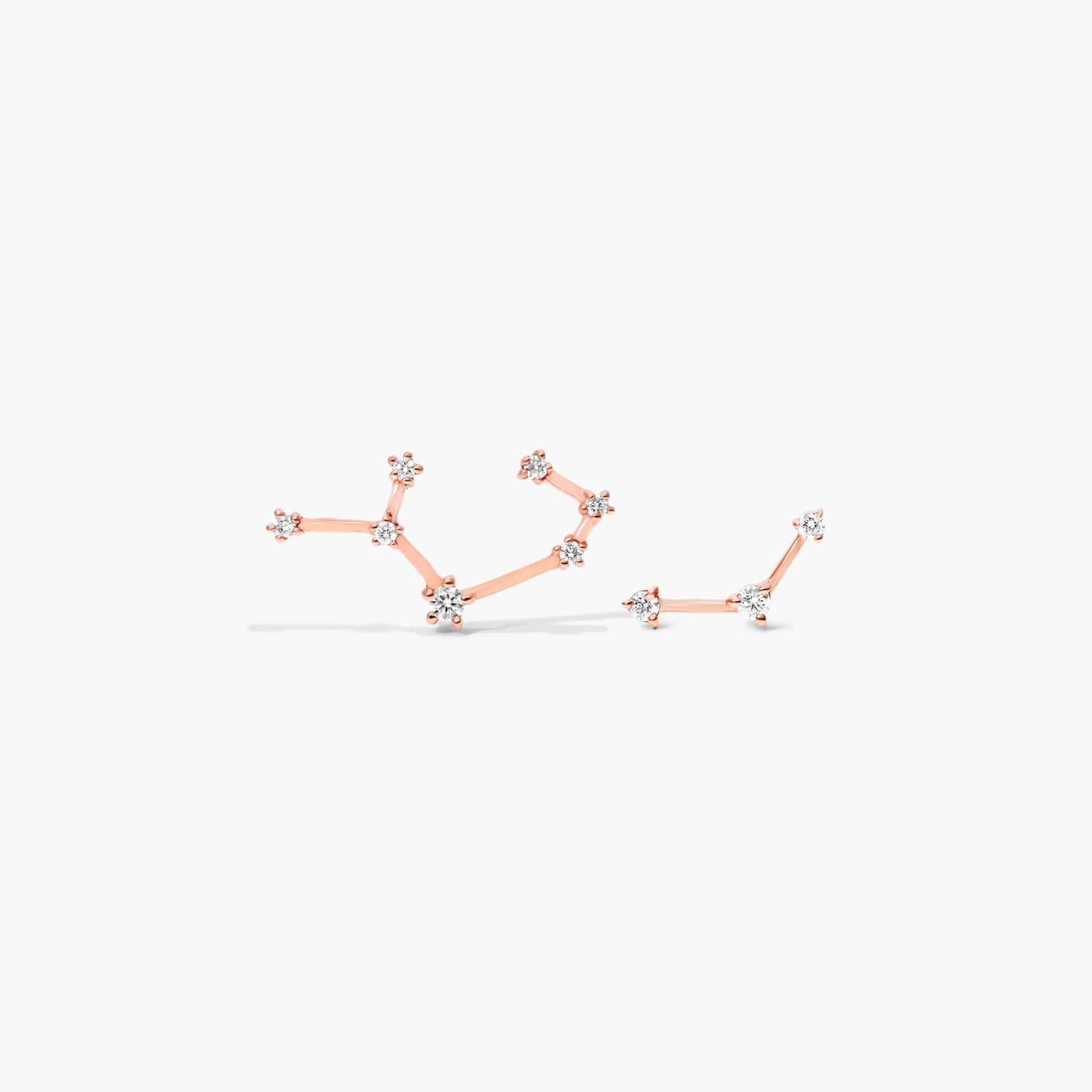 Sagittarius Constellation Lab-Grown Diamond Stud Earrings In 14k Rose Gold