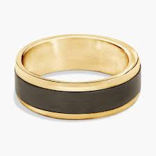 Satin Finish Wedding Ring in Black Titanium and 14k Yellow Gold