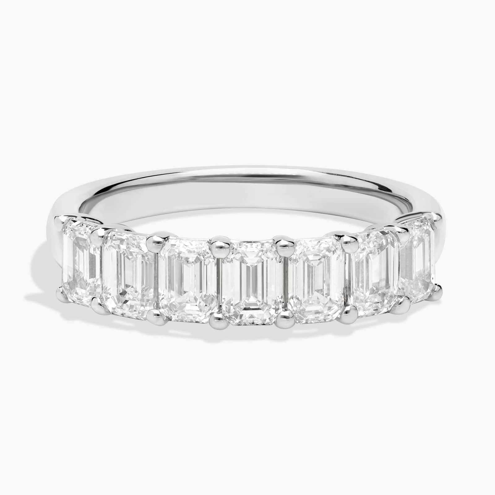 Seven Stone Emerald Diamond Ring In Platinum