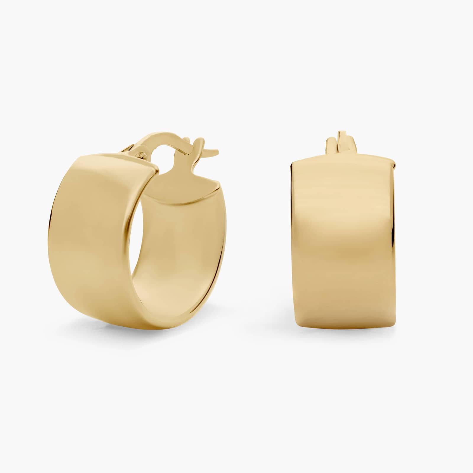Small Huggie Earrings in 14k Yellow Gold (7x15mm)