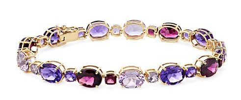 Amethyst and rhodolite garnet bracelet in yellow gold.