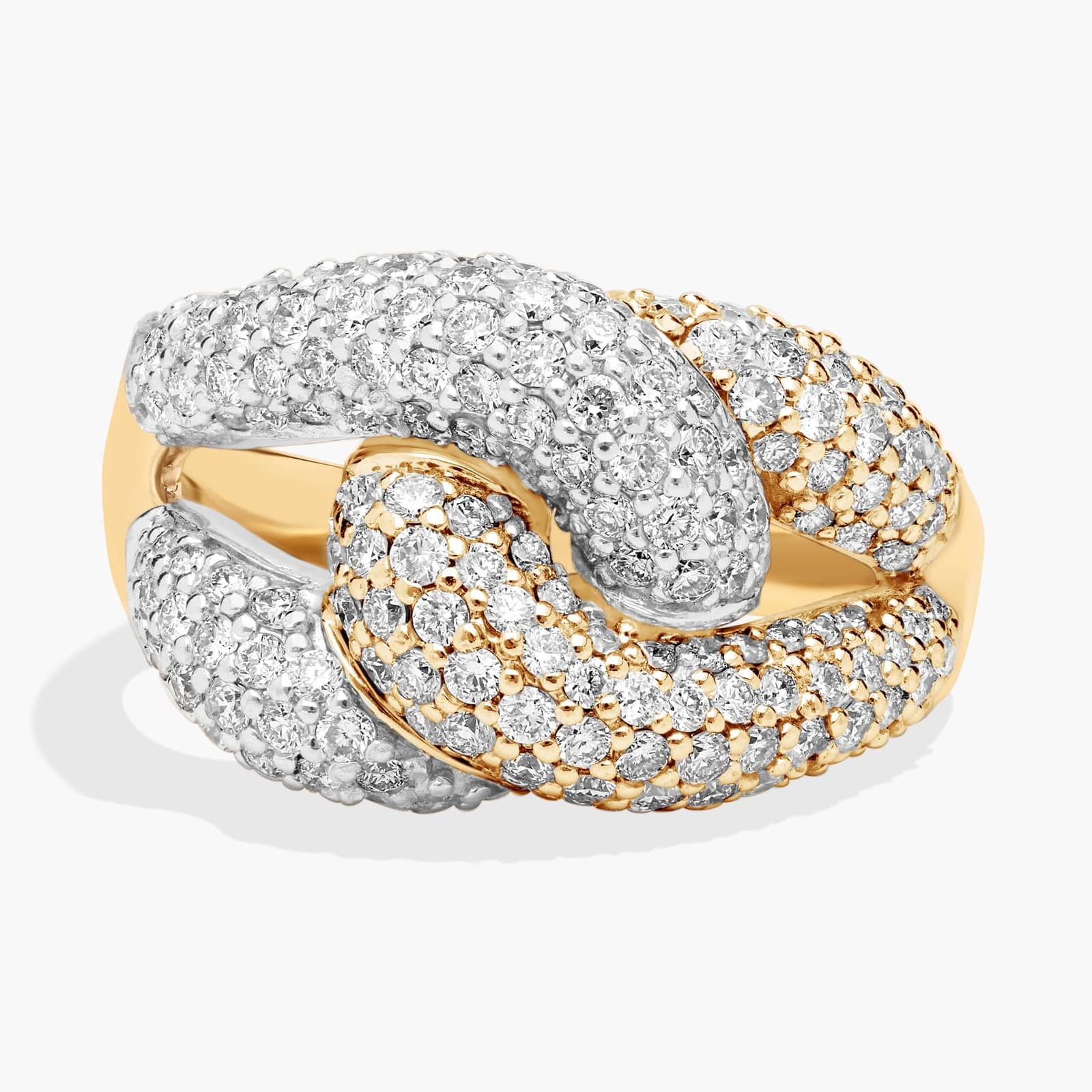 Two-Toned Diamond Knot Cluster Ring in 14k Yellow Gold