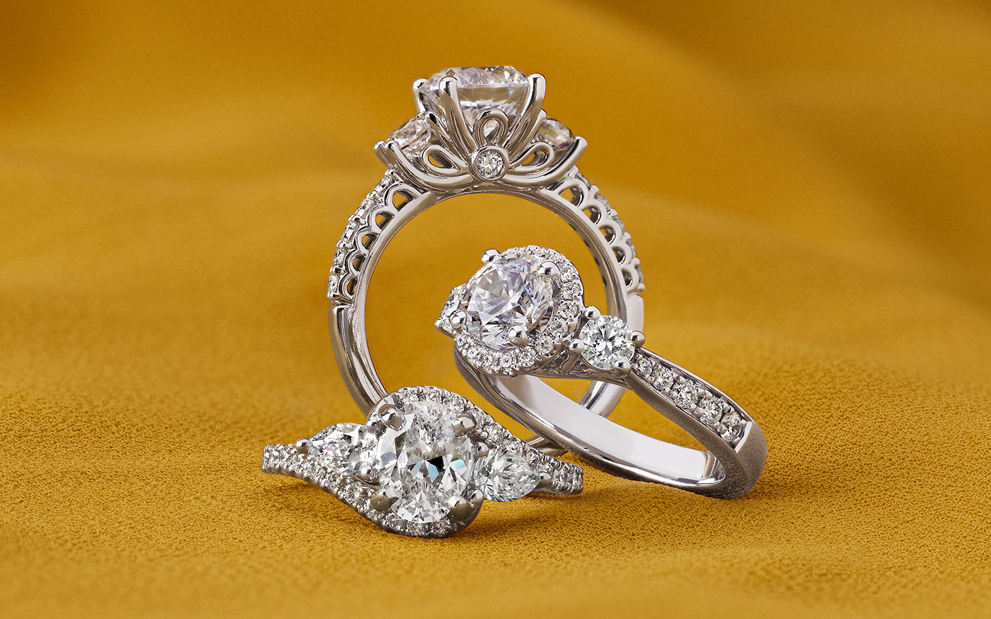 White gold and diamond engagement rings. 