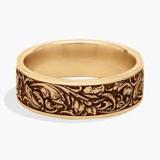 Vine Pattern Wedding Ring in 14K Yellow Gold