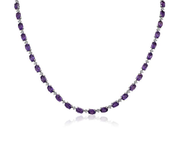 Eternity necklace with amethyst gemstones. 