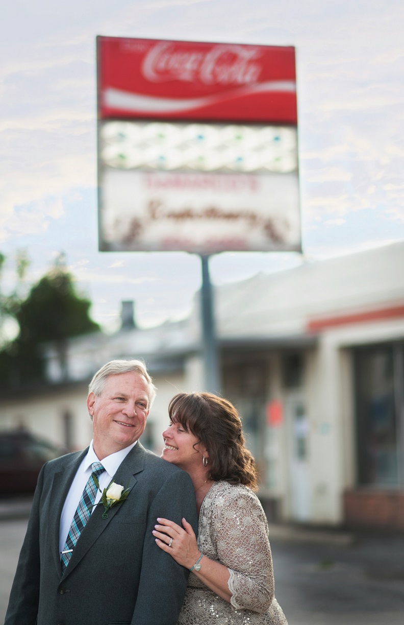 Couple smiling after their vow renewal ceremony. 