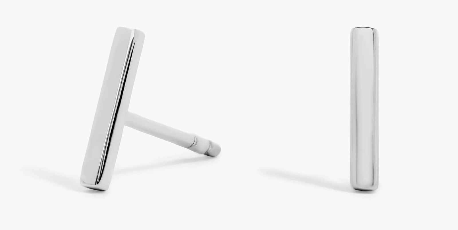 Bar Stud Earrings in 14k White Gold