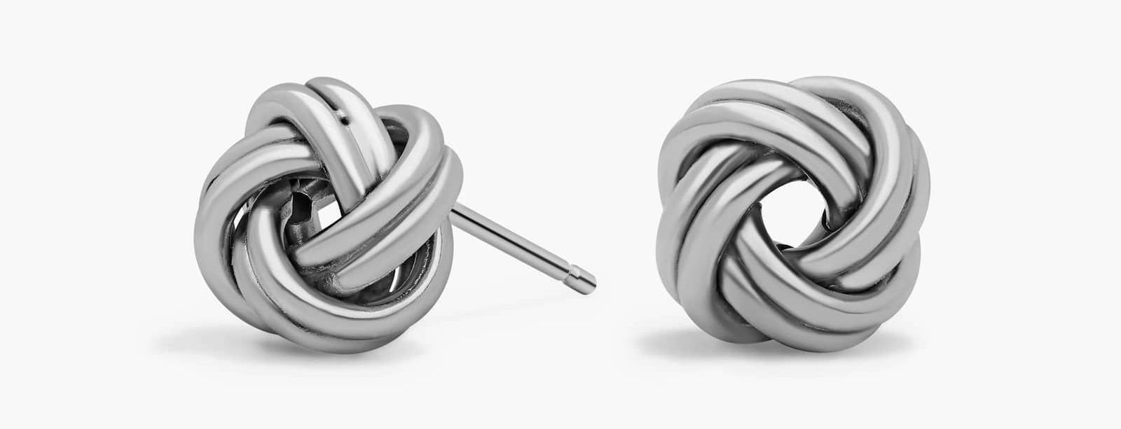 Petite Love Knot Earrings in 14k Italian White Gold