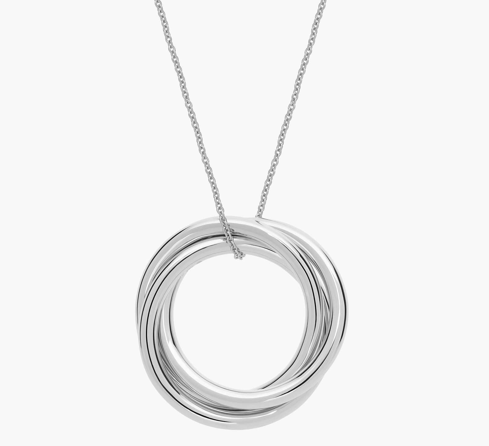 18" Infinity Rings Pendant in 14k White Gold (1 mm)