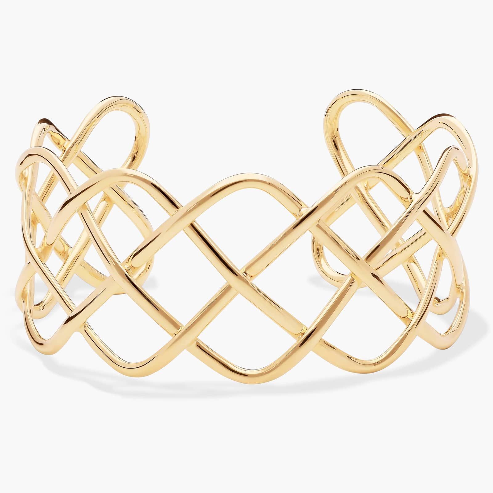Wide Braided Cuff in 14k Italian Yellow Gold
