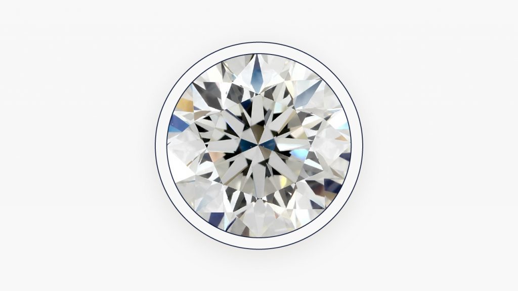 Bezel settings surround the diamond completely.