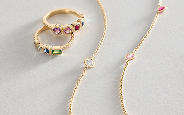Custom gemstone jewelry in yellow gold