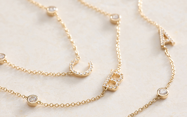 Diamond initial necklaces