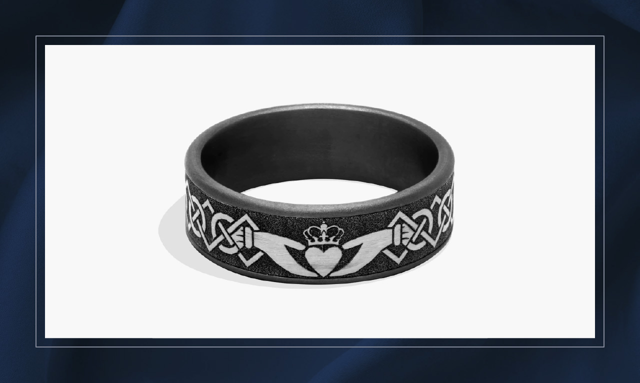 Claddagh ring in tantalum.