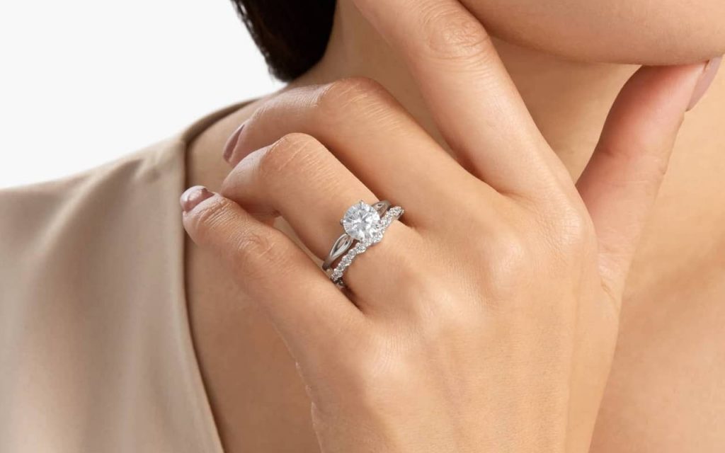 The traditional way to wear your rings is with the wedding ring first