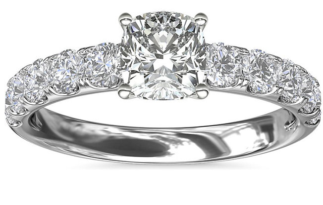 Blue Nile riviera pavé diamond engagement ring