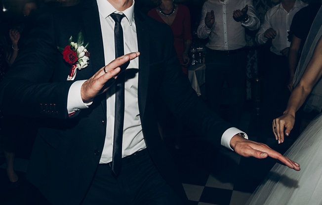 A couple dancing at a wedding