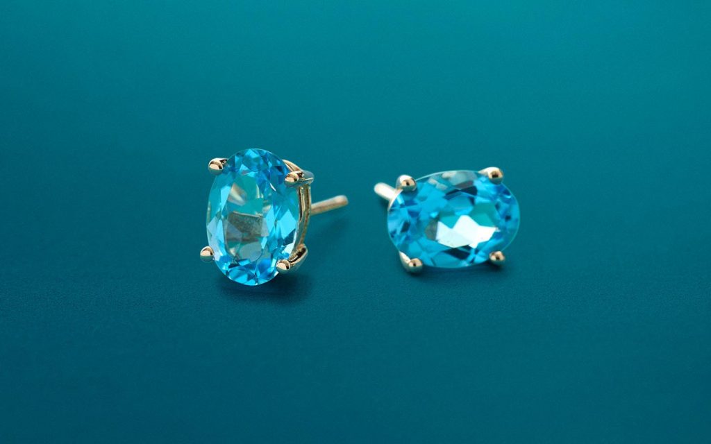 Blue topaz stud earrings