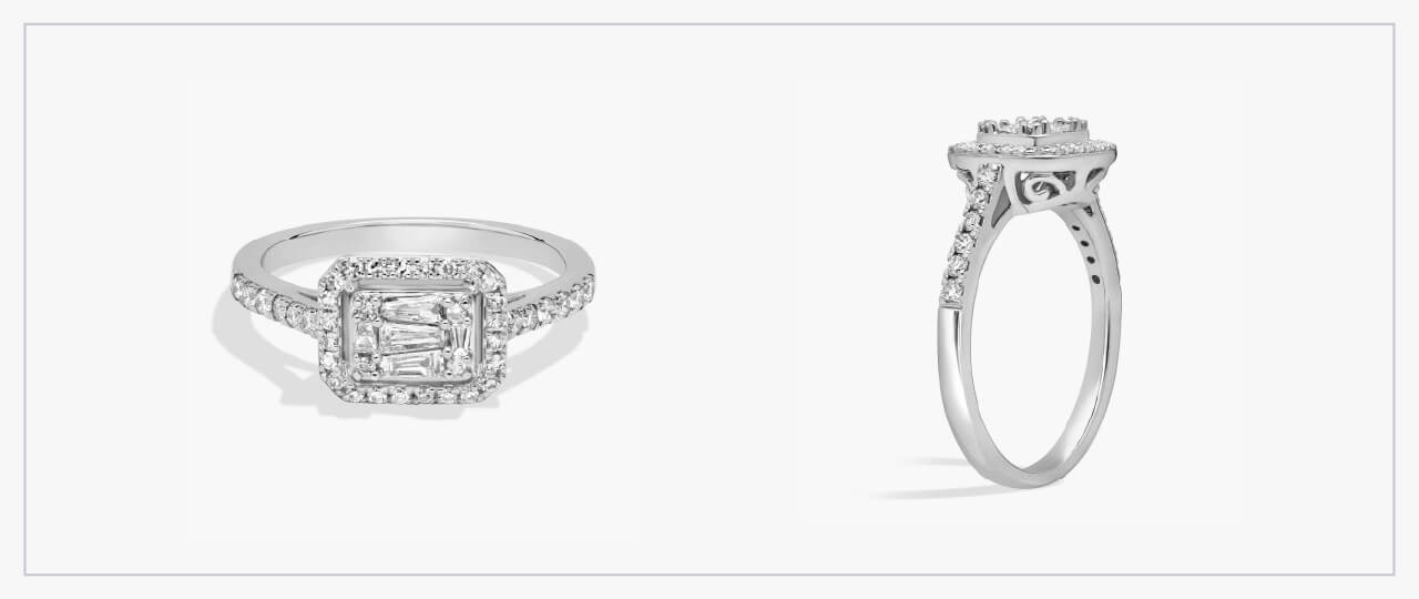 Front and side view of a halo cluster ring