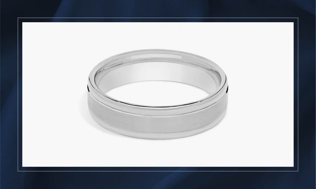 A high-end classic Blue Nile wedding band.