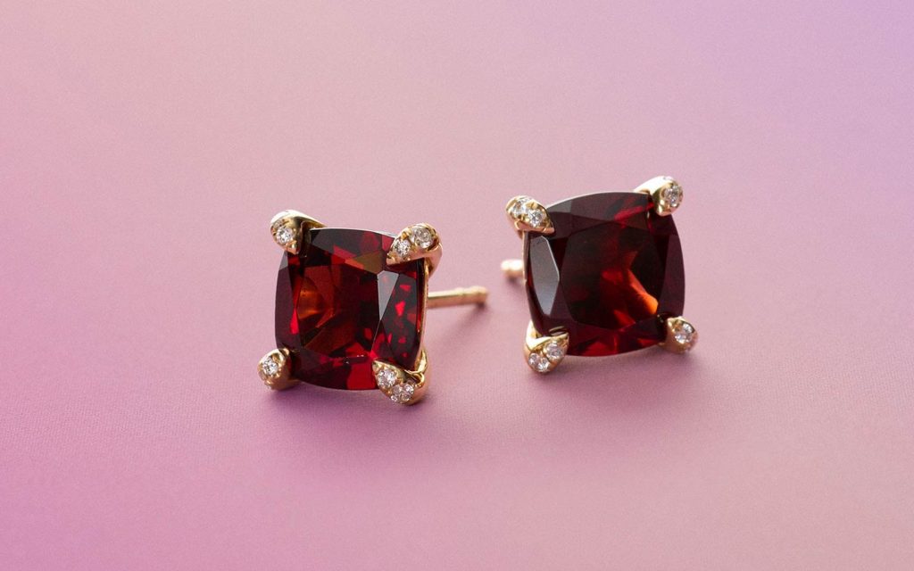 Garnet stud earrings