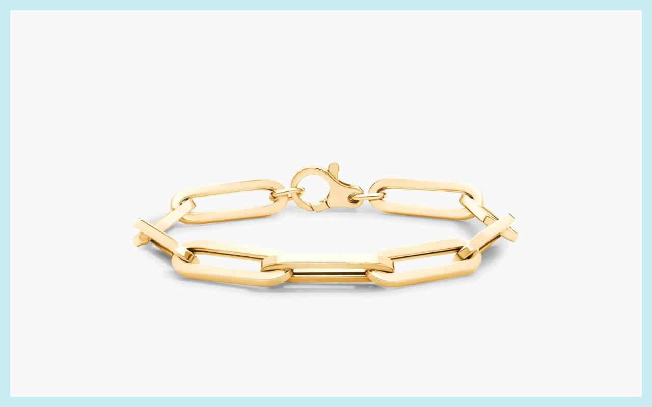 A 7.5 inch Paperclip Bracelet in 14k Italian Gold
