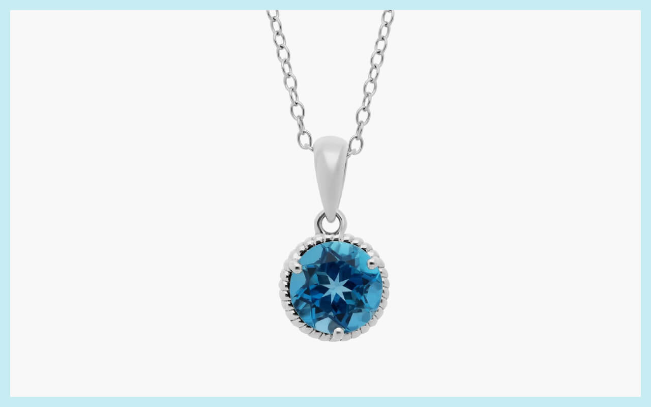 A London blue topaz rope pendant in sterling silver
