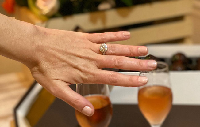 Lauren showing off her new engagement ring