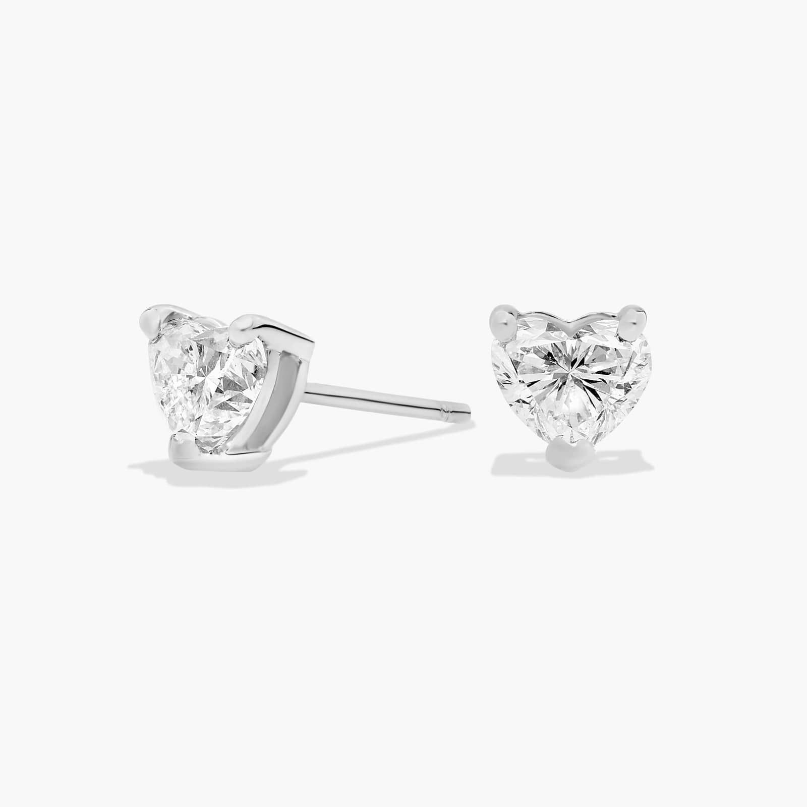 Lab diamond heart stud earrings