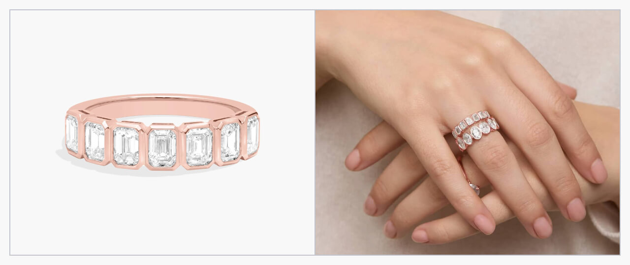 Lab-grown diamonds set in rose gold.