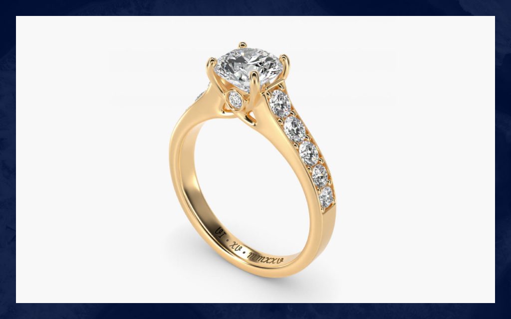 Numeric engraving on an engagement ring