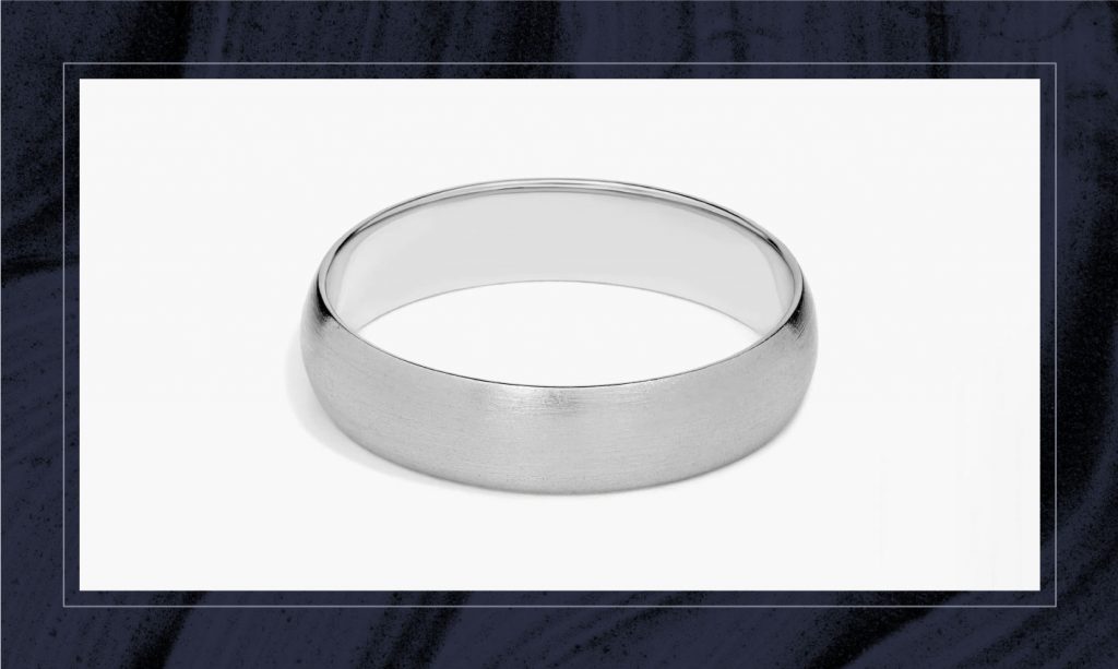 A palladium wedding band.