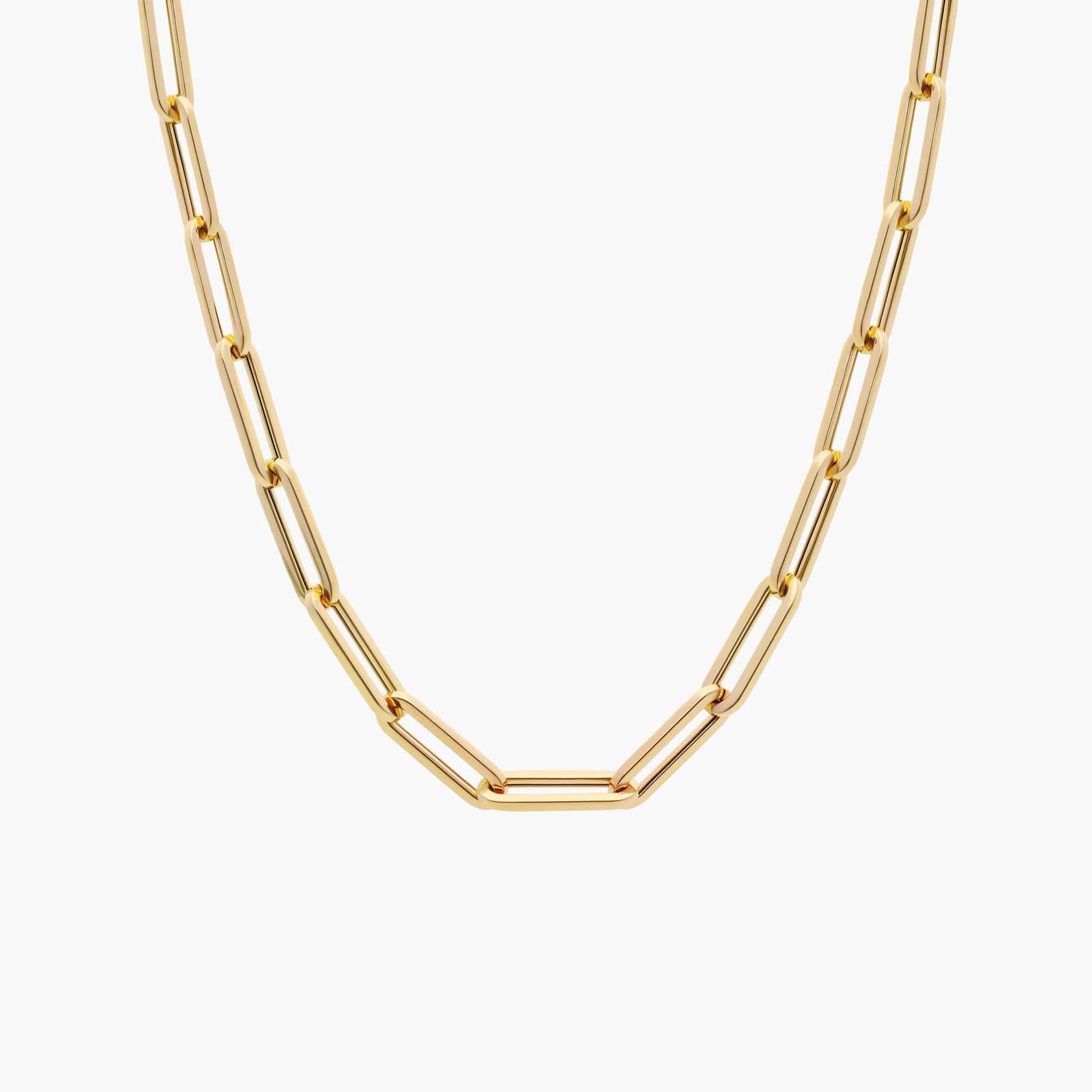 Yellow gold paperclip necklace