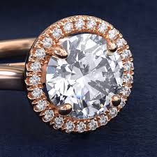 Plain Shank Floating Halo Engagement Ring in 14k Rose Gold