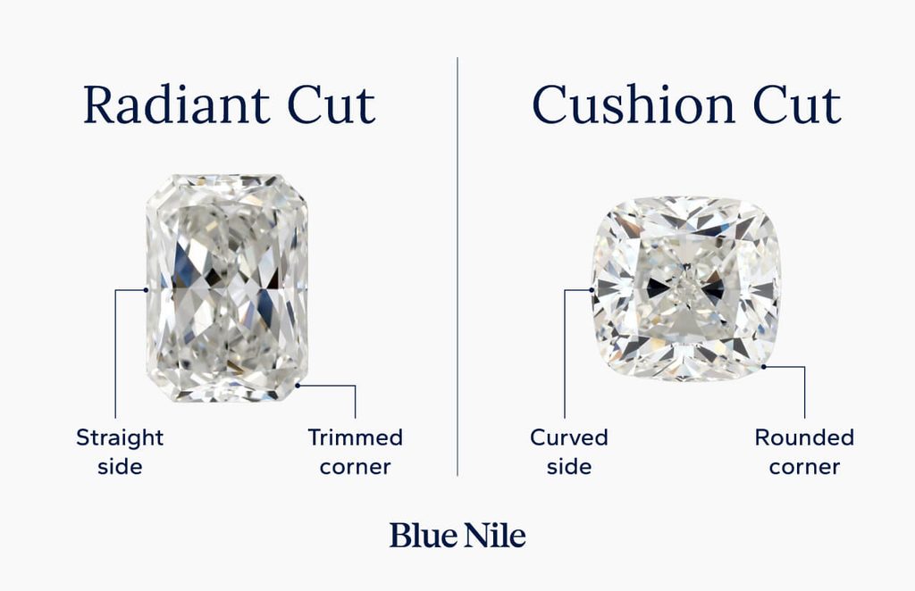 Structural differences between radiant and cushion cut diamonds.