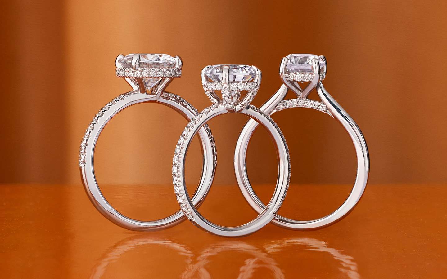  Three cathedral engagement rings