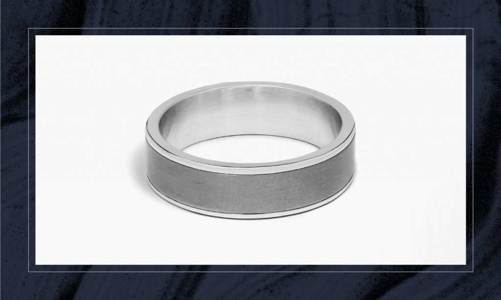 A tantalum men's wedding band.