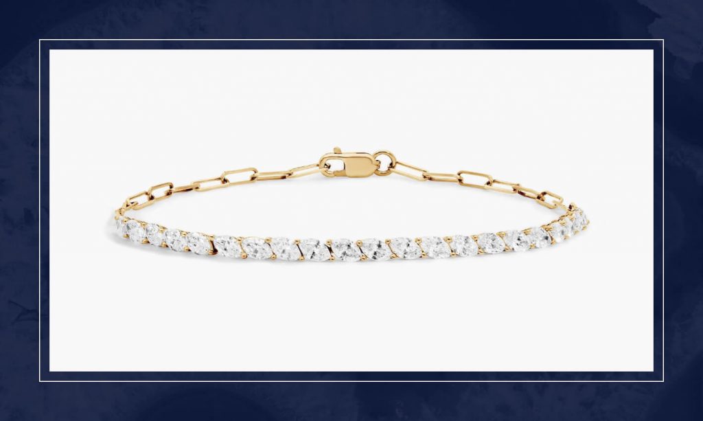 Yellow gold diamond tennis bracelet with evenly spaced round diamonds, offering a refined look suited for everyday or formal wear.