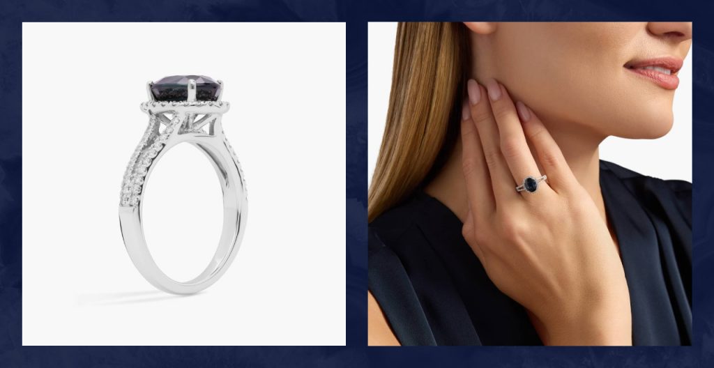 Split-shank cathedral setting.