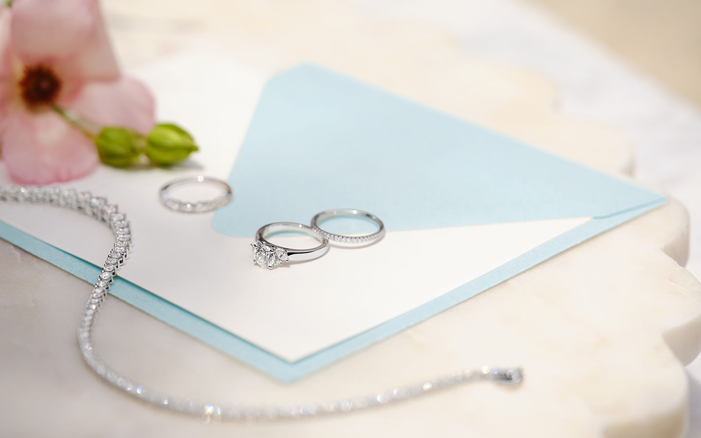 Natural diamond wedding set and tennis jewelry 