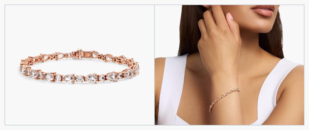 White sapphire bracelet set in rose gold.